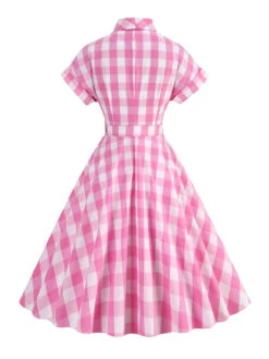 1950s Plaid Bow Lapel Swing Dress 15 1950s Plaid Bow Lapel Swing Dress -Women's Fashion Sales SCHL001476 LP 5