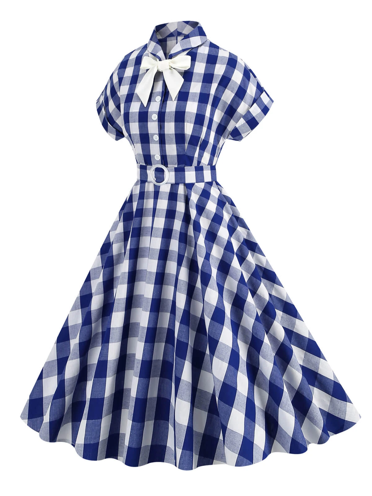 1950s Plaid Bow Lapel Swing Dress 10 1950s Plaid Bow Lapel Swing Dress - Image 8