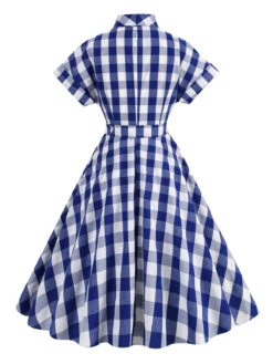 1950s Plaid Bow Lapel Swing Dress 19 1950s Plaid Bow Lapel Swing Dress -Women's Fashion Sales SCHL001476 NB 3