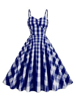 1950s Plaid Strap Swing Dress -Women's Fashion Sales SCHL001478 NB 1