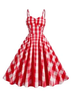 1950s Plaid Strap Swing Dress -Women's Fashion Sales SCHL001478 R 1