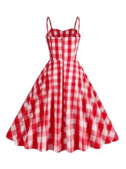 1950s Plaid Strap Swing Dress -Women's Fashion Sales SCHL001478 R 2
