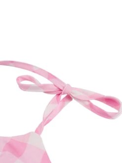 Pink 1950s Spaghetti Strap Plaid Swing Dress -Women's Fashion Sales SCHL001821 4