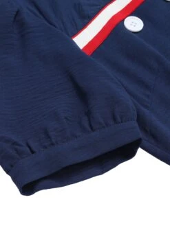 Dark Blue 1930s Square Neck Button Puff Dress -Women's Fashion Sales SCHL002068 5