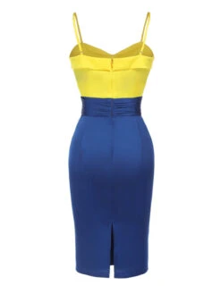Yellow & Blue 1960s Bow Strap Pencil Dress 12 Yellow & Blue 1960s Bow Strap Pencil Dress -Women's Fashion Sales SCHL002207 3