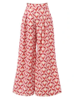 Red 1960s Heart Op Art Wide-Leg Pants -Women's Fashion Sales SCHL002340 2