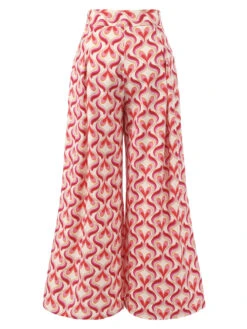 Red 1960s Heart Op Art Wide-Leg Pants -Women's Fashion Sales SCHL002340 3