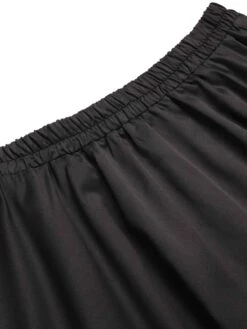 Black 1950s Solid Elastic Waist Pleated Skirt -Women's Fashion Sales SCHL002413 4 compressed