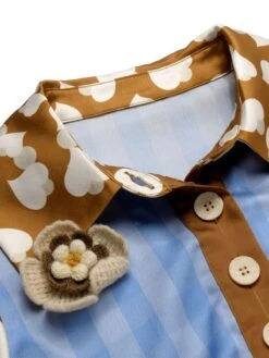 Blue 1950s Lapel Bow Decor Plaids Patchwork Dress 13 Blue 1950s Lapel Bow Decor Plaids Patchwork Dress -Women's Fashion Sales SCHL002470 4