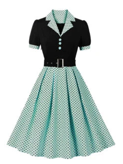 [Plus Size] 1950s Color Block Polka Dots Lapel Dress -Women's Fashion Sales SCHL002503 LAG 1 c25d8ab8 4640 4be6 b0c8 2d6b9de47f12