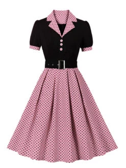 [Plus Size] 1950s Color Block Polka Dots Lapel Dress -Women's Fashion Sales SCHL002503 P 1 0c1a02c9 6a73 466b 99d1 11853e546e99