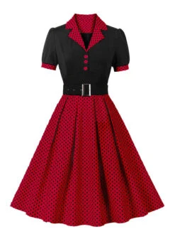 [Plus Size] 1950s Color Block Polka Dots Lapel Dress -Women's Fashion Sales SCHL002503 R 1 20129838 d6b8 4f7e ab5f c15738b4e885