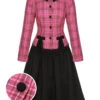 2PCS 1950s Plaids Woven Coat & Solid Skirt
