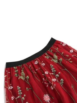 1950s Floral Embroidered Mesh Skirt -Women's Fashion Sales SCHL002801 DER 3