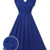 Blue 1950s Pleated Ruffles Vest Dress 1 Blue 1950s Pleated Ruffles Vest Dress -Women's Fashion Sales SCHL003232 01