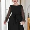 [Plus Size] 1930s Mesh Polka Dot Patchwork Dress -Women's Fashion Sales SCHL003259 B 2