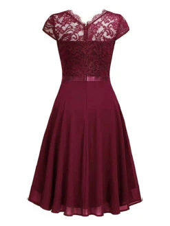 1940s Ruffles Lace Floral Solid Dress 14 1940s Ruffles Lace Floral Solid Dress -Women's Fashion Sales SCHL003285 WR 2