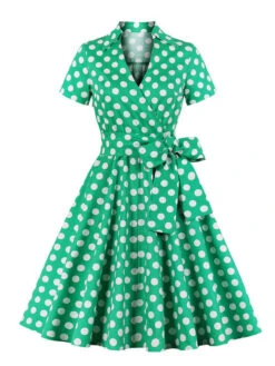 [Plus Size] 1950s Polka Dots Waist Tie Lapel Dress -Women's Fashion Sales SCHL003341 G 1 19d16550 e511 481b 88dc bf7352320afc