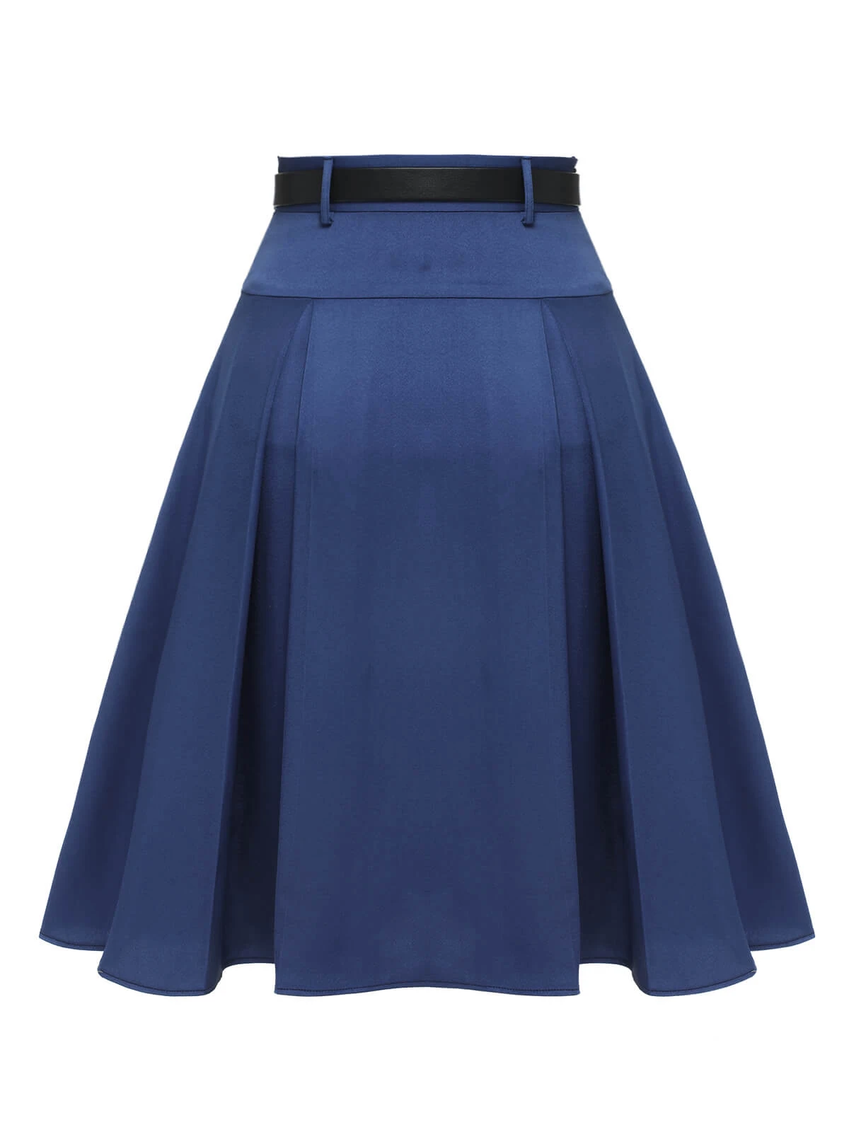 Dark Blue 1950s Solid High-Waist Pleated Skirt 6 Dark Blue 1950s Solid High-Waist Pleated Skirt - Image 4