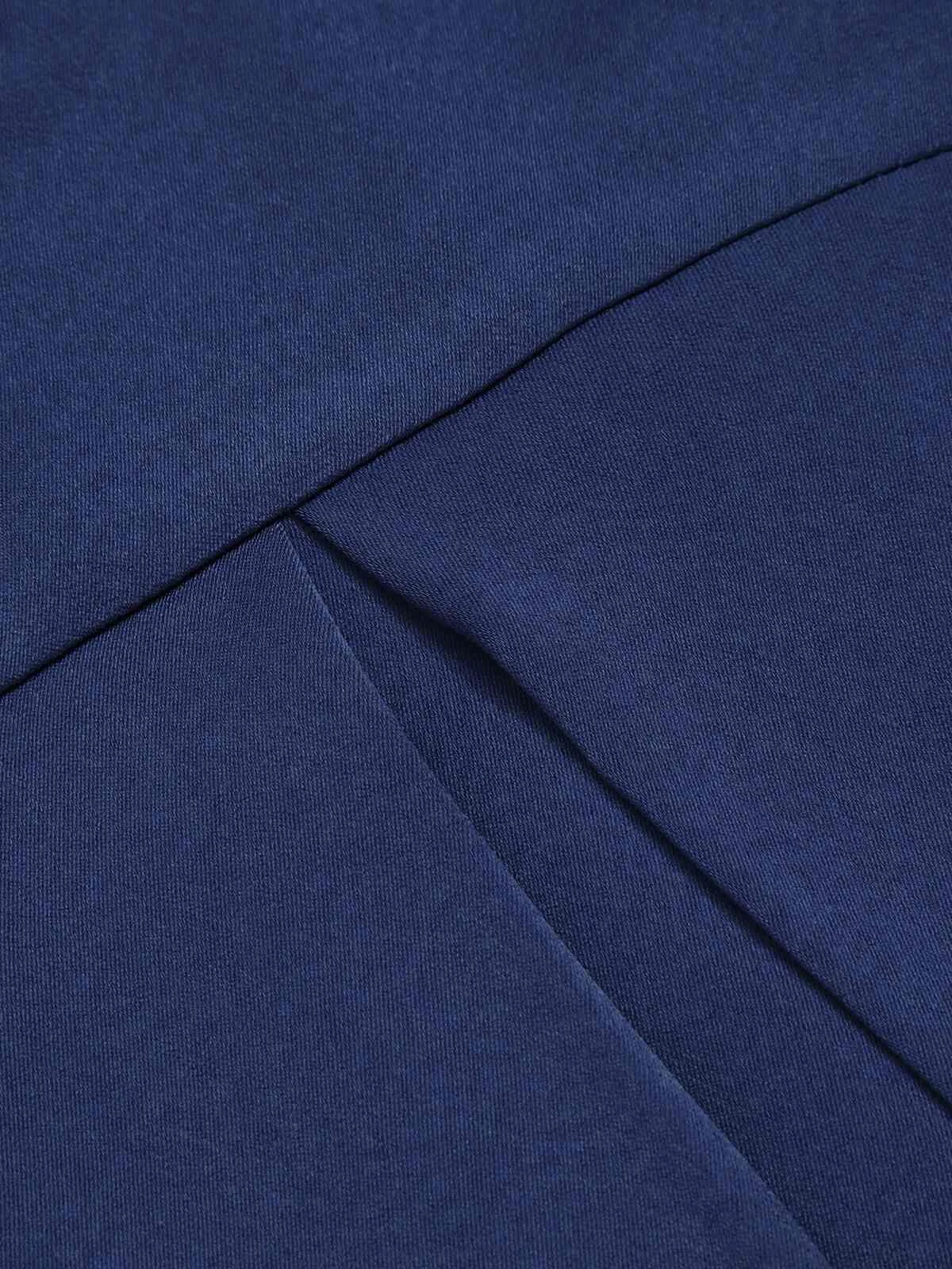 Dark Blue 1950s Solid High-Waist Pleated Skirt 8 Dark Blue 1950s Solid High-Waist Pleated Skirt - Image 6