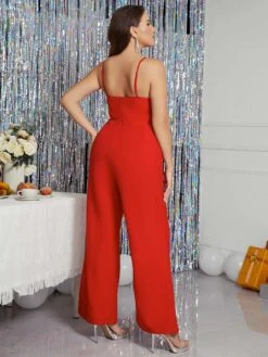 [Plus Size] Red 1930s Spaghetti Strap Solid Jumpsuit -Women's Fashion Sales SCHL003380 R 3 compressed