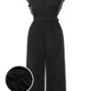 [Plus Size] Black 1930s Ruffle V-Neck Pleated Jumpsuit -Women's Fashion Sales SCHL003467 B 1 1