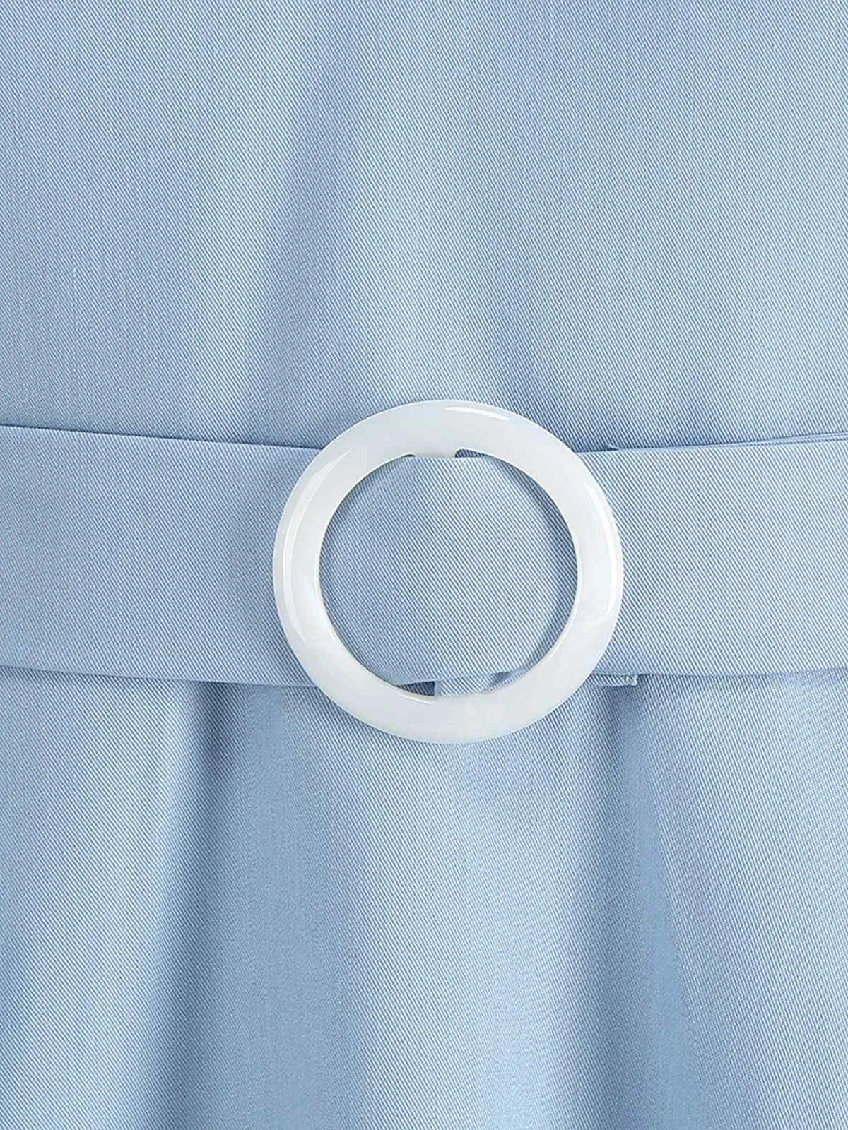 1950s Solid Contrast V-Neck Swing Dress 7 1950s Solid Contrast V-Neck Swing Dress - Image 5