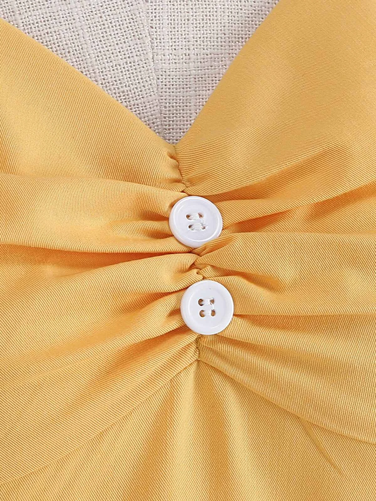 1950s Solid Contrast V-Neck Swing Dress 10 1950s Solid Contrast V-Neck Swing Dress - Image 8