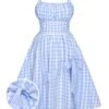 Blue 1950s Spaghetti Strap Plaids Bow Decor Dress -Women's Fashion Sales SCHL003473 01 compressed