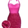Pink 1960s Halter Sequined Wrap Dress -Women's Fashion Sales SCHL003476 01 compressed
