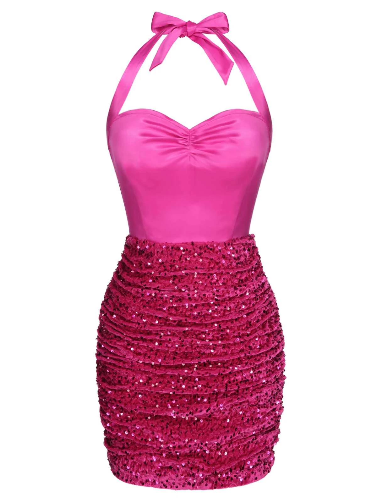 Pink 1960s Halter Sequined Wrap Dress 4 Pink 1960s Halter Sequined Wrap Dress - Image 2