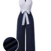Blue 1940s Halter Polka Dot Jumpsuit -Women's Fashion Sales SCHL003478 01