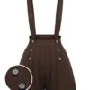 Deep Brown 1940s Buttons Overalls Shorts -Women's Fashion Sales SCHL003498 001 compressed
