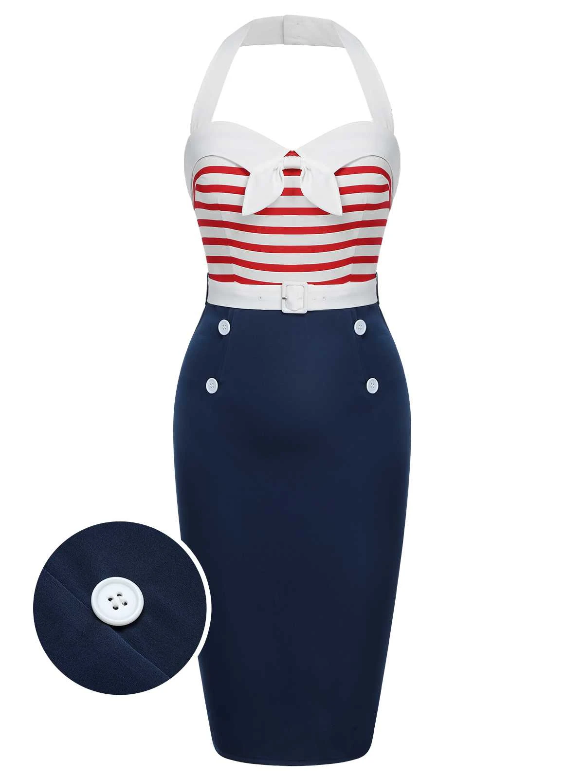 1960s Halter Stripes Bow Belted Dress 3 1960s Halter Stripes Bow Belted Dress