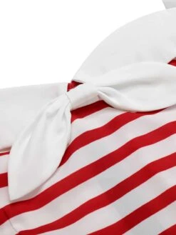 1960s Halter Stripes Bow Belted Dress 13 1960s Halter Stripes Bow Belted Dress -Women's Fashion Sales SCHL003516 4 compressed