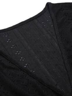 Black 1950s Leopard V-Neck Patchwork Dress -Women's Fashion Sales SCHL003551 4