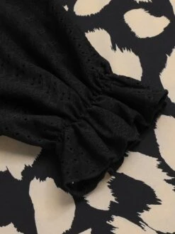 Black 1950s Leopard V-Neck Patchwork Dress -Women's Fashion Sales SCHL003551 5