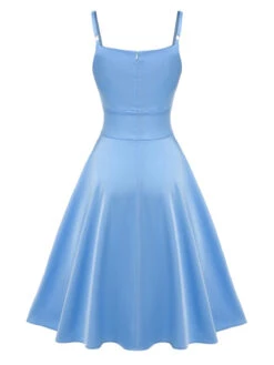 [Pre-Sale] Blue 1950s Spaghetti Straps Patchwork Dress -Women's Fashion Sales SCHL003567 3