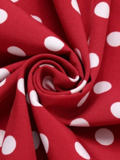 Red 1950s Polka Dot Halter Dress -Women's Fashion Sales SCHL003568 5