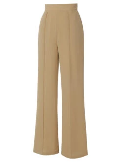 Khaki 1940s High Waist Wide Leg Pants -Women's Fashion Sales SCHL003604 2