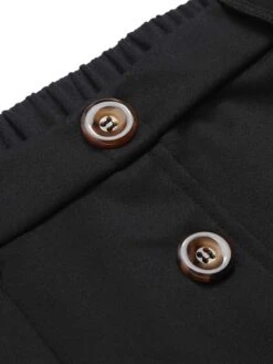 Black 1950s High-Waist Buttons A-Line Skirt -Women's Fashion Sales SCHL003614 4