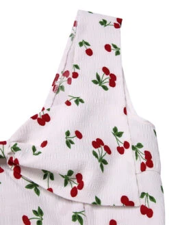 White 1950s Cherry Bow Sweetheart Neck Dress 14 White 1950s Cherry Bow Sweetheart Neck Dress -Women's Fashion Sales SCHL003660 4