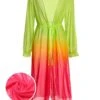 [Plus Size] Multicolor 1960s Gradient Color Long Cover Up -Women's Fashion Sales SCHL003675 MC 01 1