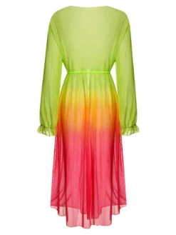 [Plus Size] Multicolor 1960s Gradient Color Long Cover Up -Women's Fashion Sales SCHL003675 MC 01 4