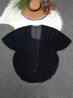 [Plus Size] Black 1960s Solid Dolman Sleeve Loose Cover Up -Women's Fashion Sales SCHL003676 1 1