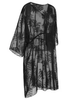 [Plus Size] Black 1950s Leaves Mesh Cover-up -Women's Fashion Sales SCHL003677 2