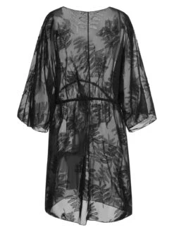 [Plus Size] Black 1950s Leaves Mesh Cover-up -Women's Fashion Sales SCHL003677 3