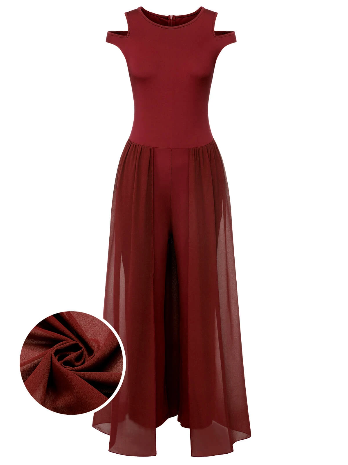 1950s Solid Patchwork Sleeveless Cutout Jumpsuit 4 1950s Solid Patchwork Sleeveless Cutout Jumpsuit - Image 2