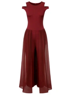 1950s Solid Patchwork Sleeveless Cutout Jumpsuit 37 1950s Solid Patchwork Sleeveless Cutout Jumpsuit -Women's Fashion Sales SCHL003694 R 1