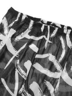 [Plus Size] Black 1930s Random Strokes Sheer Pants -Women's Fashion Sales SCHL003699 5